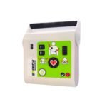 desfibrilador smarty saver compacto color blanco y verde, con luces informativas